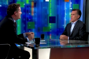 角逐共和黨總統候選人提名的摩門教徒羅姆尼（Mitt Romney）週一晚現身CNN著名訪談節目。（圖：CNN） <br/>