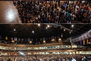力克在Surabaya一所教會傳講信息，超過11萬人次出席。（圖：沒有四肢的生命官網） <br/>