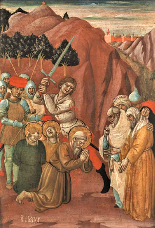 四世紀初布萊斯（Blaise）主教與門徒殉道。 （圖：文藝復興時期意大利畫家Giovanni Antonio Bellinzoni da Pesaro［1415-1477］）