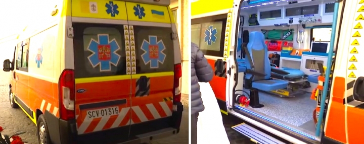 送往烏克蘭的救護車及內部設施。（圖：視頻擷圖） 